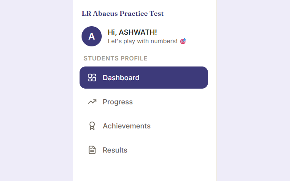 Screenshot of the personalized sidebar greeting and navigation